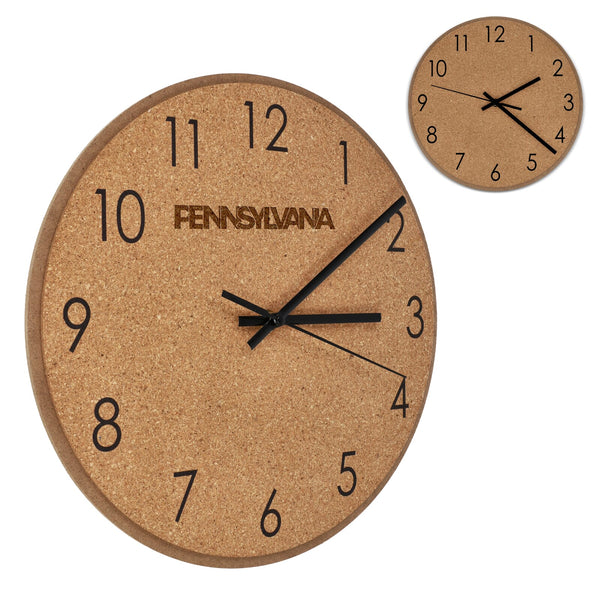 Orologio da parete in sughero natural - personalizzabile con logo