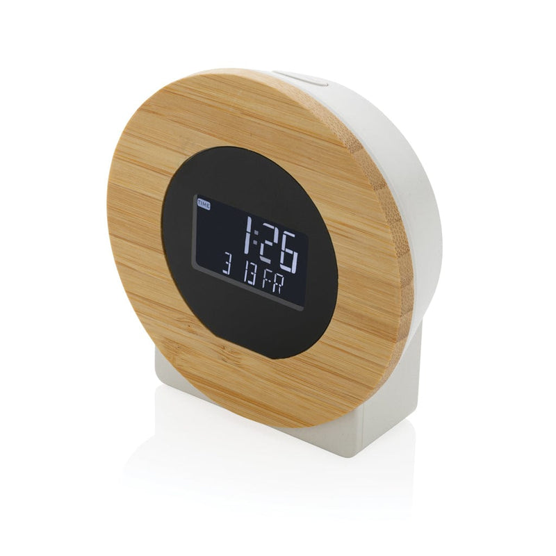 Orologio da scrivania Utah in plastica RCS e bambù - Personalizza -  Selezione top