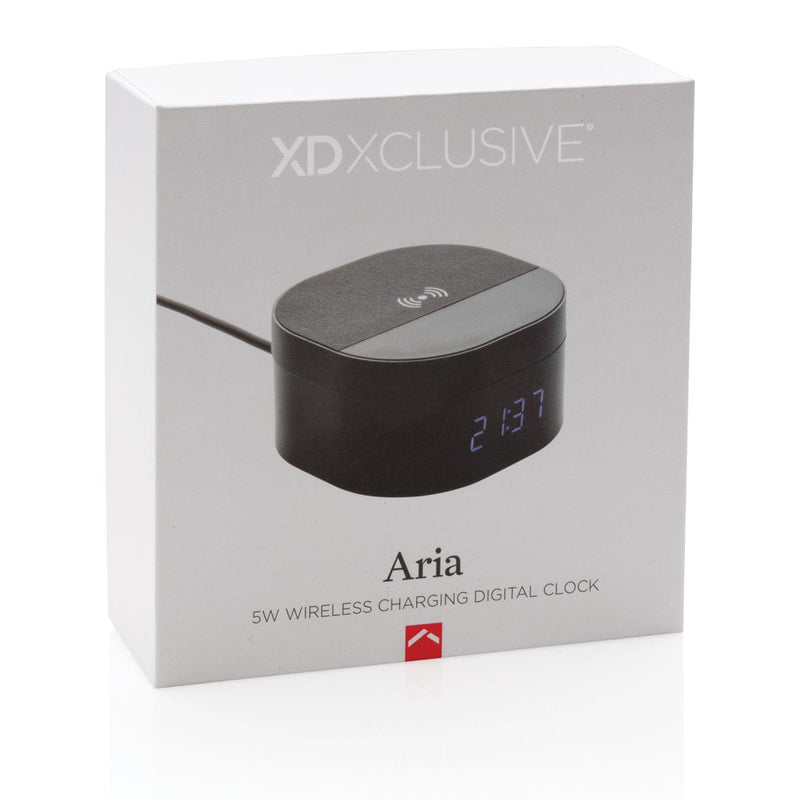 Orologio digitale con ricarica wireless 5W Aria - personalizzabile con logo