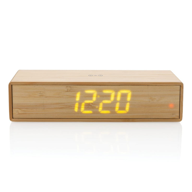 Orologio sveglia in bambù con caricatore wireless 5W - Personalizza -  Selezione top