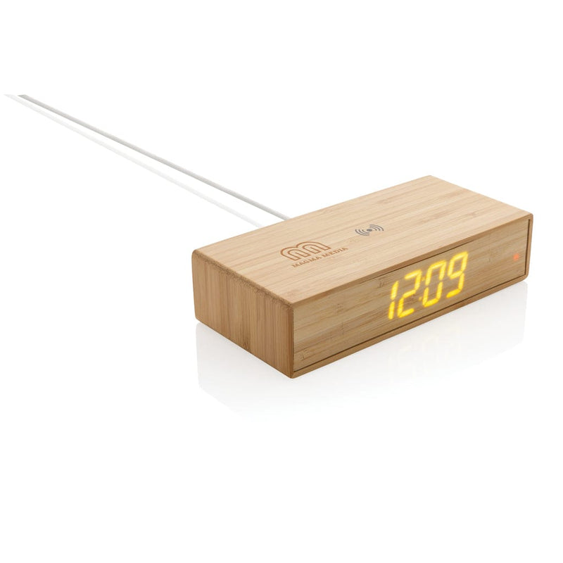 Orologio sveglia in bambù con caricatore wireless 5W Colore: marrone €29.97 - P308.239