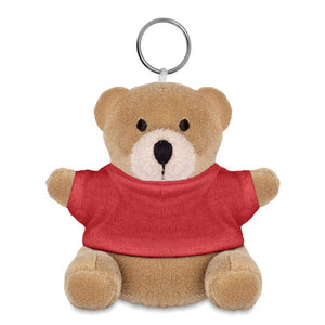 Orsetto peluche con portachiavi rosso - personalizzabile con logo