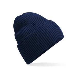 Oversized Cuffed Beanie blu navy - personalizzabile con logo