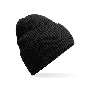 Oversized Cuffed Beanie nero - personalizzabile con logo