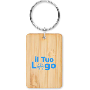 P.chiavi rettangolare in bambù beige - personalizzabile con logo
