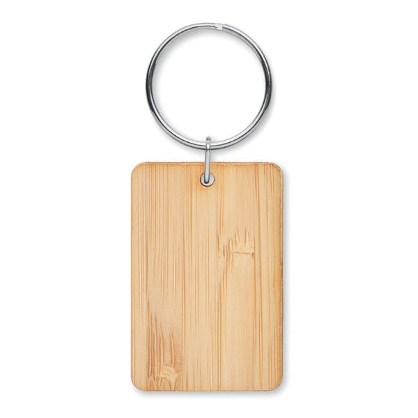 P.chiavi rettangolare in bambù - personalizzabile con logo