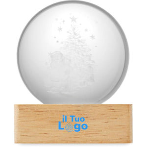 Palla di Natale con LED Legno - personalizzabile con logo