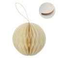 Pallina Natale in carta pieghevole beige - personalizzabile con logo
