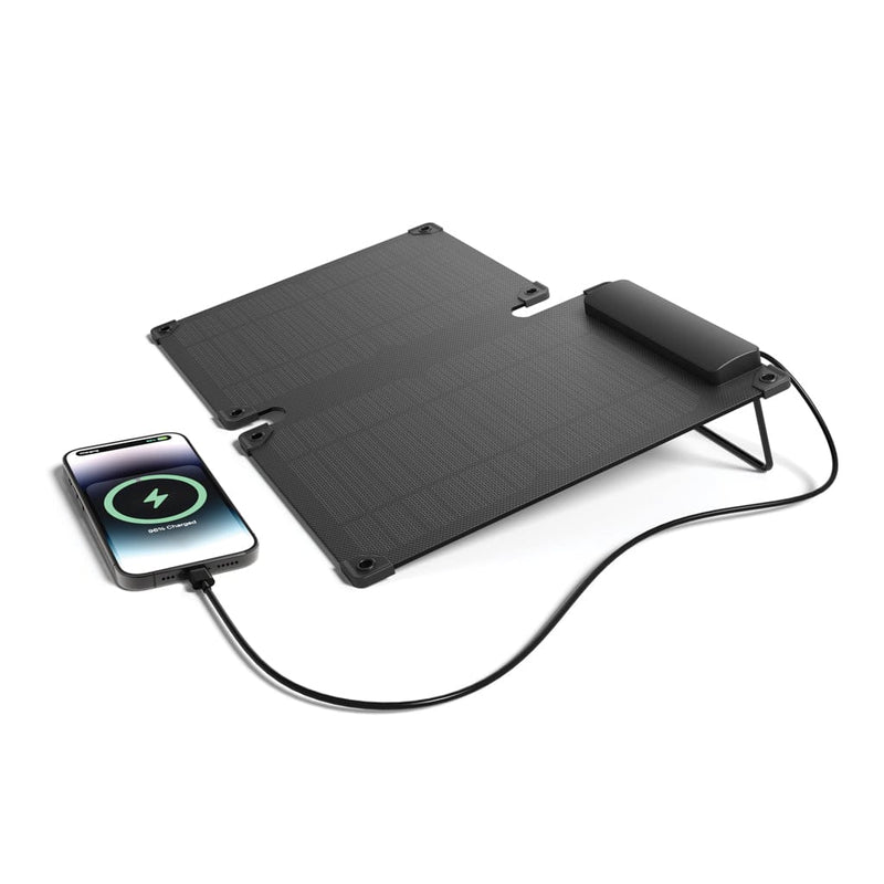Pannello solare portatile da 10W Solarpulse nero - personalizzabile con logo