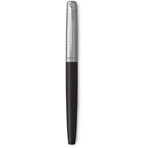 Parker, penna a sfera Jotter Core in acciaio inossidabile con cappuccio nero - personalizzabile con logo