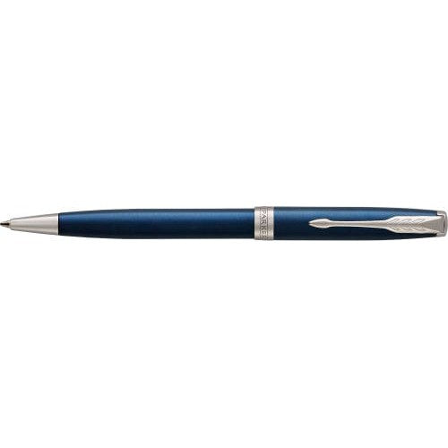 Parker, penna a sfera Sonnet in acciaio inox e ottone laccato blu - personalizzabile con logo