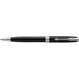 Parker, penna a sfera Sonnet in acciaio inox e ottone laccato nero - personalizzabile con logo