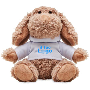Peluche a forma di cane bianco - personalizzabile con logo