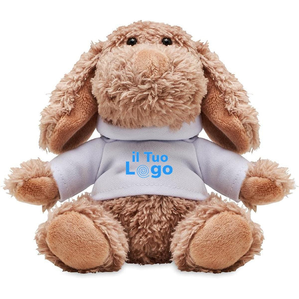 Peluche a forma di cane bianco - personalizzabile con logo