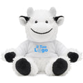Peluche a forma di mucca bianco - personalizzabile con logo