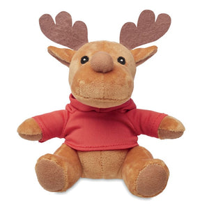 Peluche a forma di renna Rosso - personalizzabile con logo