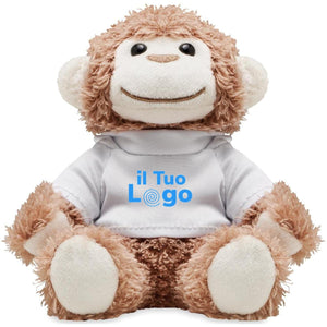 Peluche a forma di scimmia bianco - personalizzabile con logo