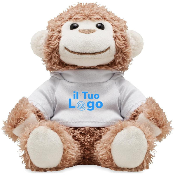Peluche a forma di scimmia bianco - personalizzabile con logo