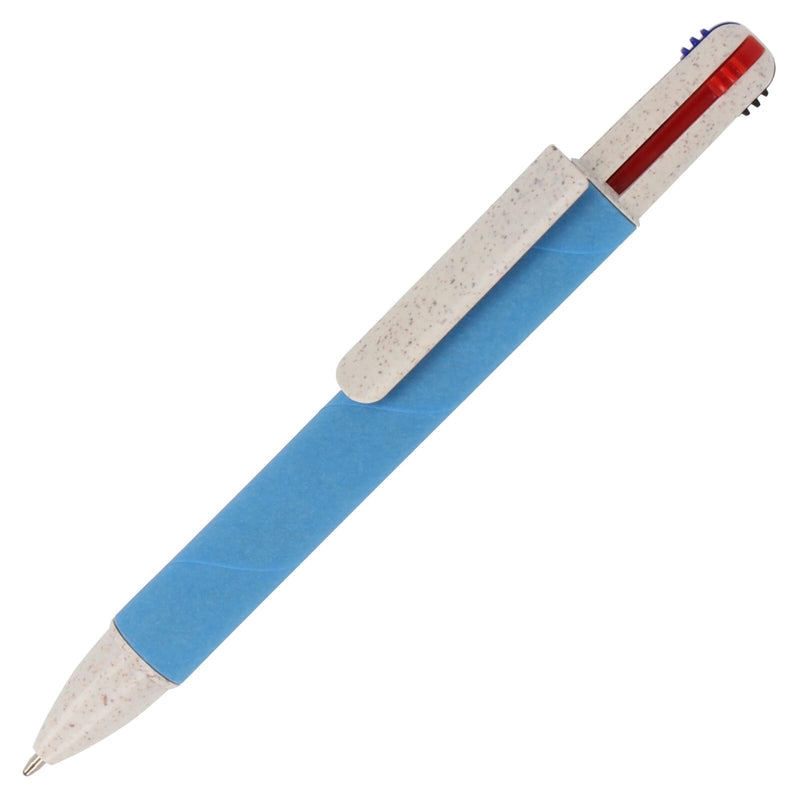Penna 4 colori in carta Blu - personalizzabile con logo