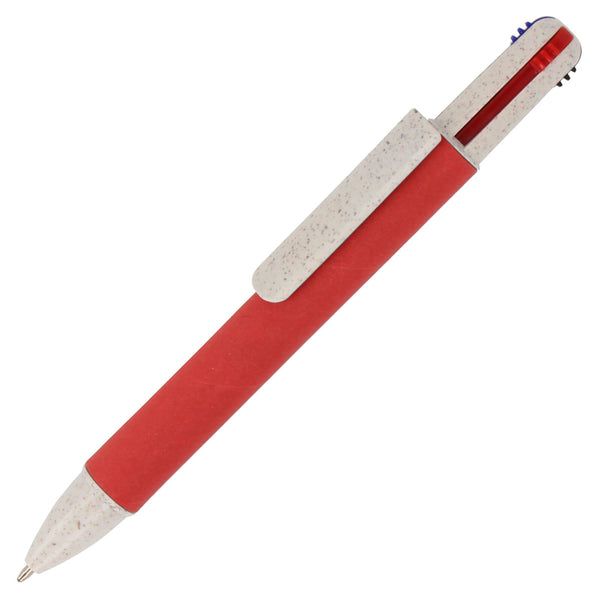 Penna 4 colori in carta Rosso - personalizzabile con logo