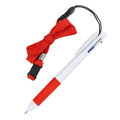 Penna a 3 colori con impugnatura e cordino Bianco / Rosso - personalizzabile con logo