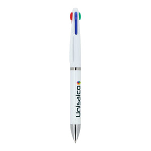 Penna a 4 colori Bianco - personalizzabile con logo