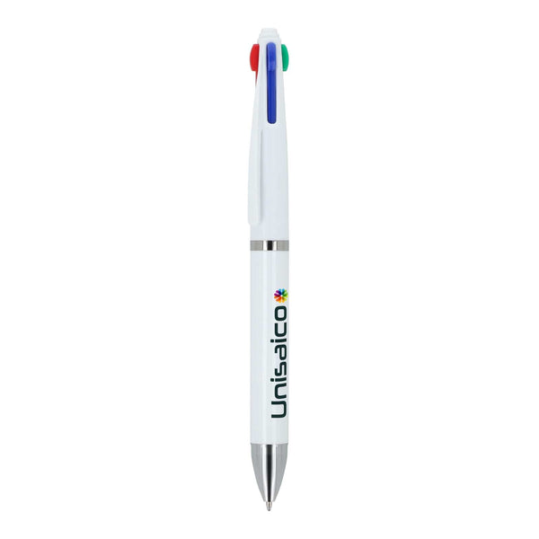 Penna a 4 colori Bianco - personalizzabile con logo