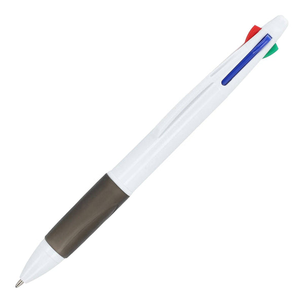 Penna a 4 colori con impugnatura Bianco / Nero - personalizzabile con logo