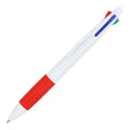 Penna a 4 colori con impugnatura Bianco / Rosso - personalizzabile con logo