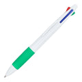 Penna a 4 colori con impugnatura Bianco / Verde - personalizzabile con logo
