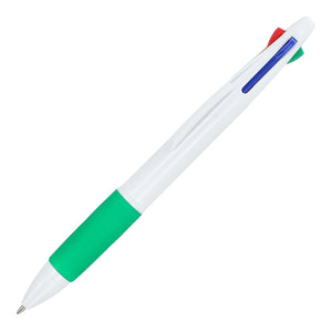 Penna a 4 colori con impugnatura Bianco / Verde - personalizzabile con logo