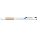 Penna a pulsante in alluminio e bamboo - personalizzabile con logo