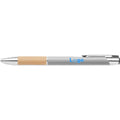 Penna a pulsante in alluminio e bamboo - personalizzabile con logo