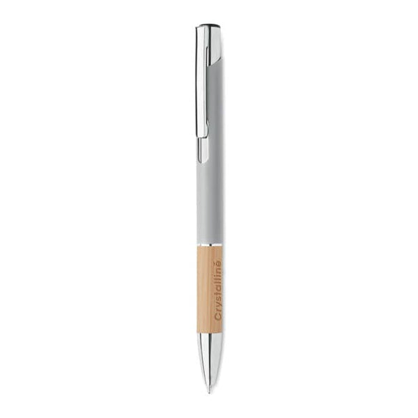 Penna a pulsante in alluminio e bamboo