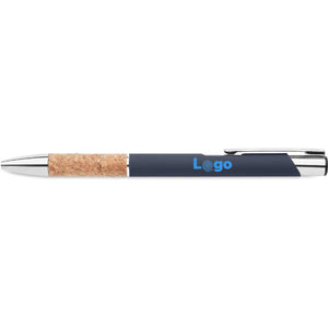 Penna a pulsante in alluminio e sughero - personalizzabile con logo