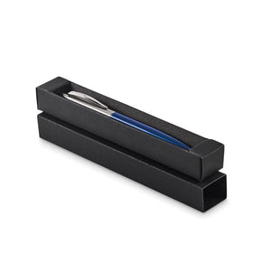 Penna a pulsante in confezione Blu - personalizzabile con logo