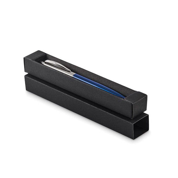 Penna a pulsante in confezione Blu - personalizzabile con logo