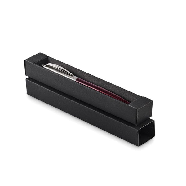 Penna a pulsante in confezione bordeaux - personalizzabile con logo