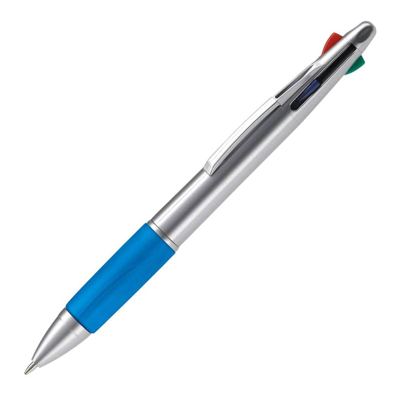 Penna a sfera 4 colori color argento / Blu - personalizzabile con logo