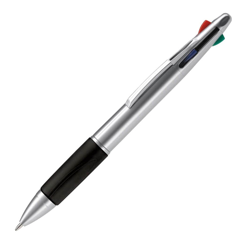 Penna a sfera 4 colori color argento / Nero - personalizzabile con logo