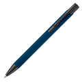 Penna a sfera Alicante gommata blu navy / nero - personalizzabile con logo