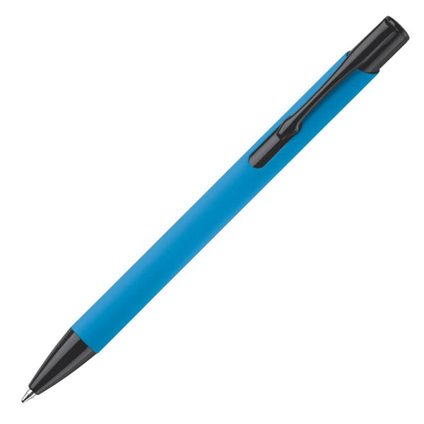 Penna a sfera Alicante gommata Luce blu / nero - personalizzabile con logo