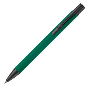 Penna a sfera Alicante gommata verde / Nero - personalizzabile con logo