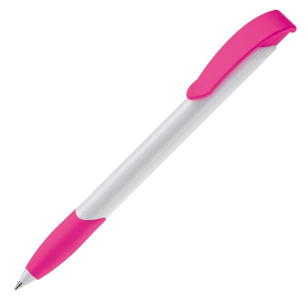 Penna a sfera Apollo Hardcolour Bianco / rosa - personalizzabile con logo