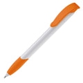Penna a sfera Apollo Hardcolour White / arancione - personalizzabile con logo