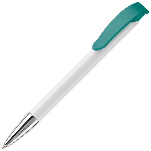 Penna a sfera Apollo Metal Tip Bianco / azzurro - personalizzabile con logo