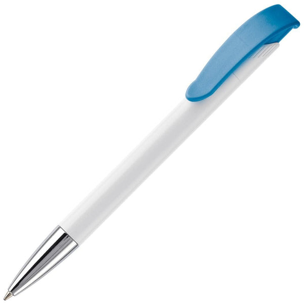 Penna a sfera Apollo Metal Tip Bianco / blu - personalizzabile con logo