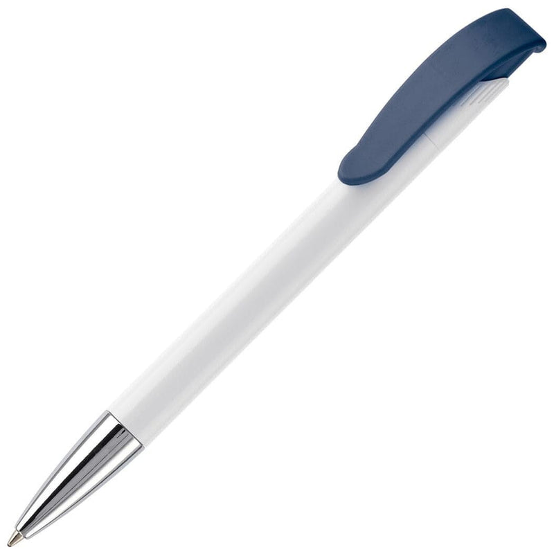 Penna a sfera Apollo Metal Tip Bianco / blu navy - personalizzabile con logo