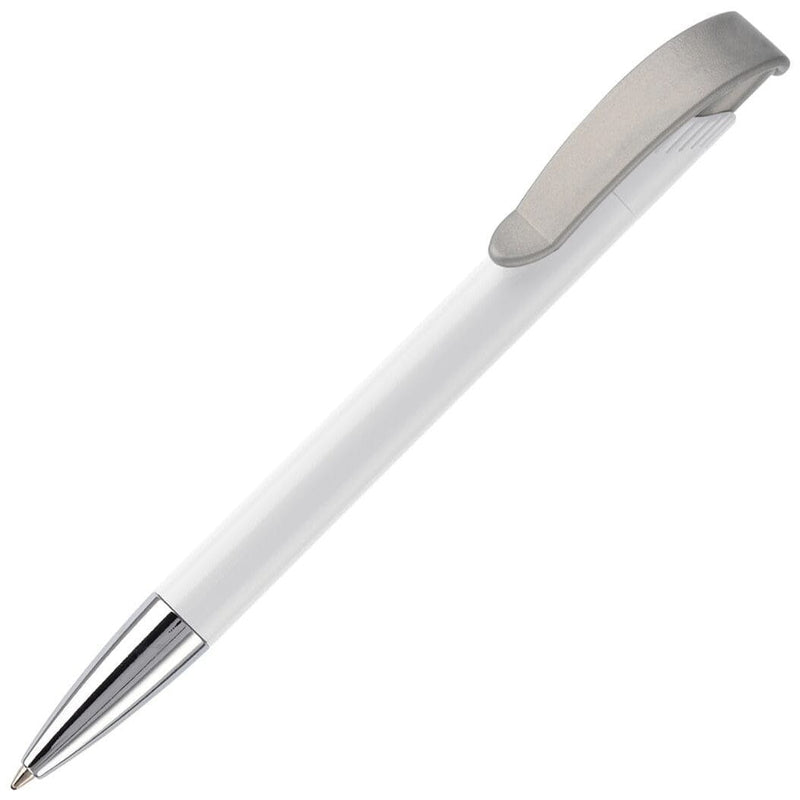 Penna a sfera Apollo Metal Tip Bianco / color color argento - personalizzabile con logo