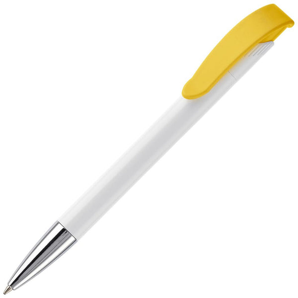 Penna a sfera Apollo Metal Tip Bianco / Giallo - personalizzabile con logo